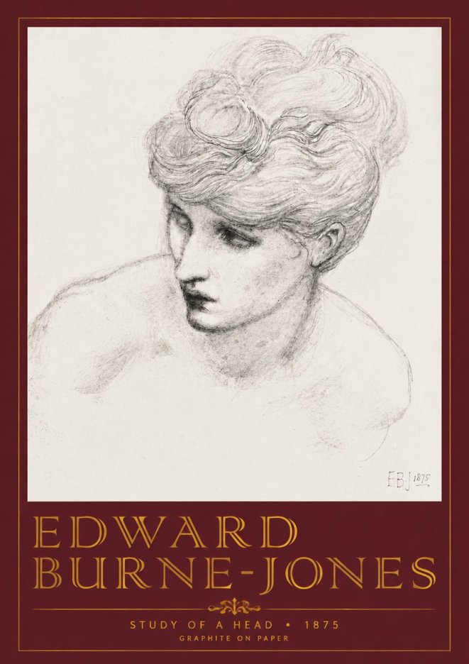 Edward Burne-Jones Study of a Head No4 - Póster
