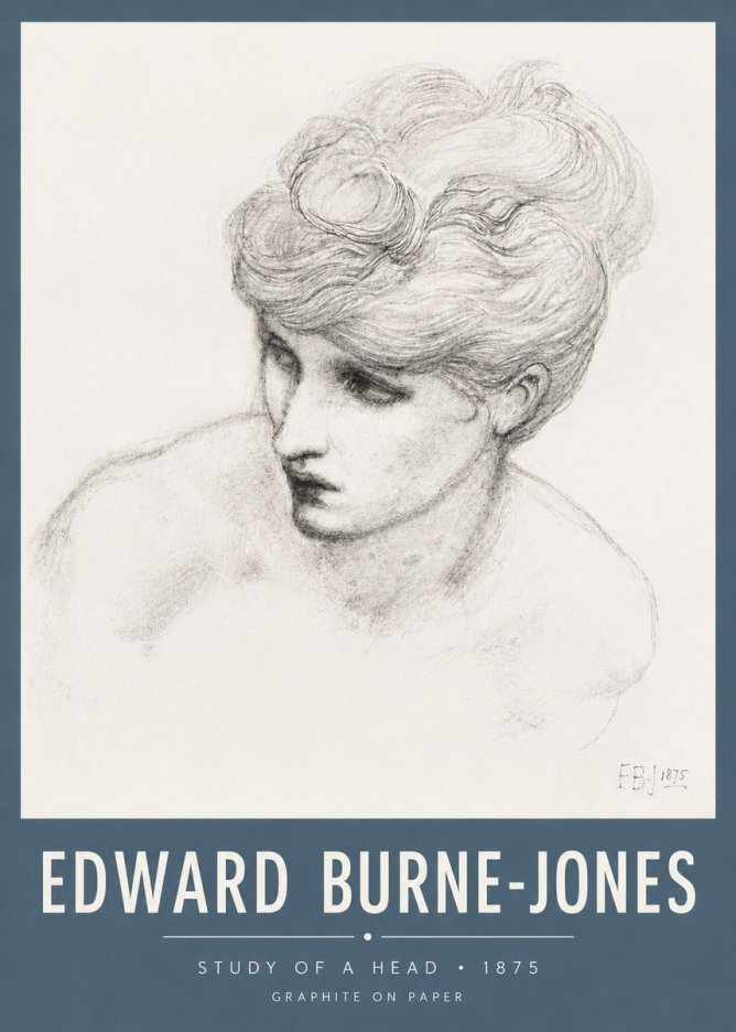 Edward Burne-Jones Study of a Head No5 - Póster