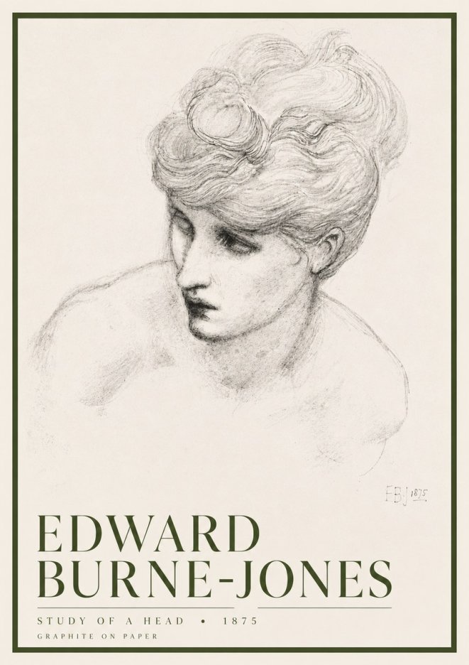 Edward Burne-Jones Study of a Head No6 - Póster