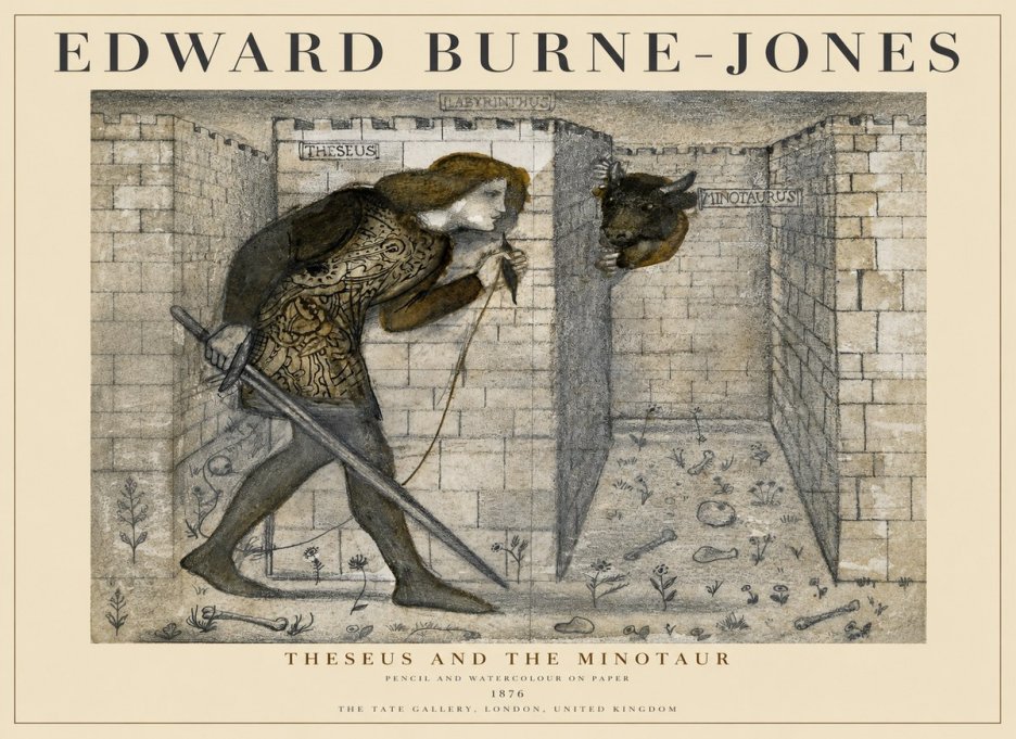 Edward Burne-Jones Theseus and the Minotaur No1 - Póster
