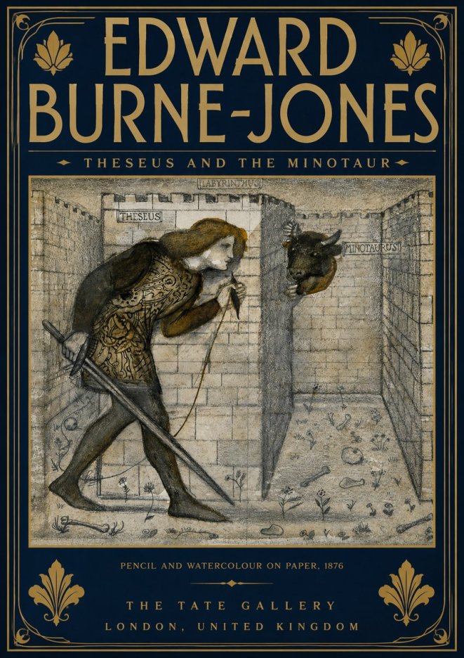 Edward Burne-Jones Theseus and the Minotaur No5 - Póster