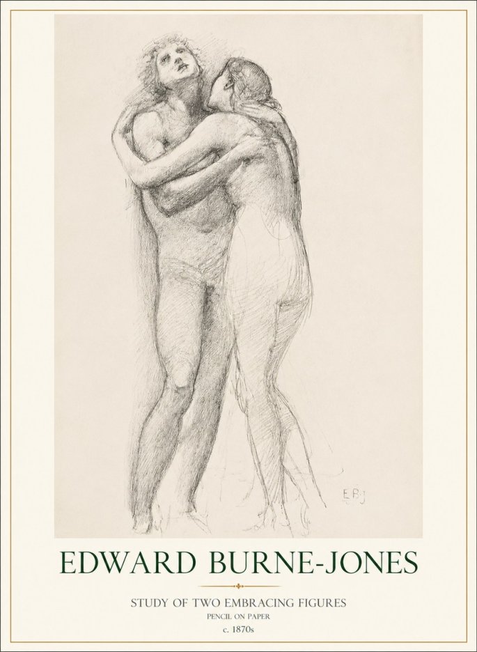 Edward Burne-Jones Study of Two Embracing Figures No1 - Póster