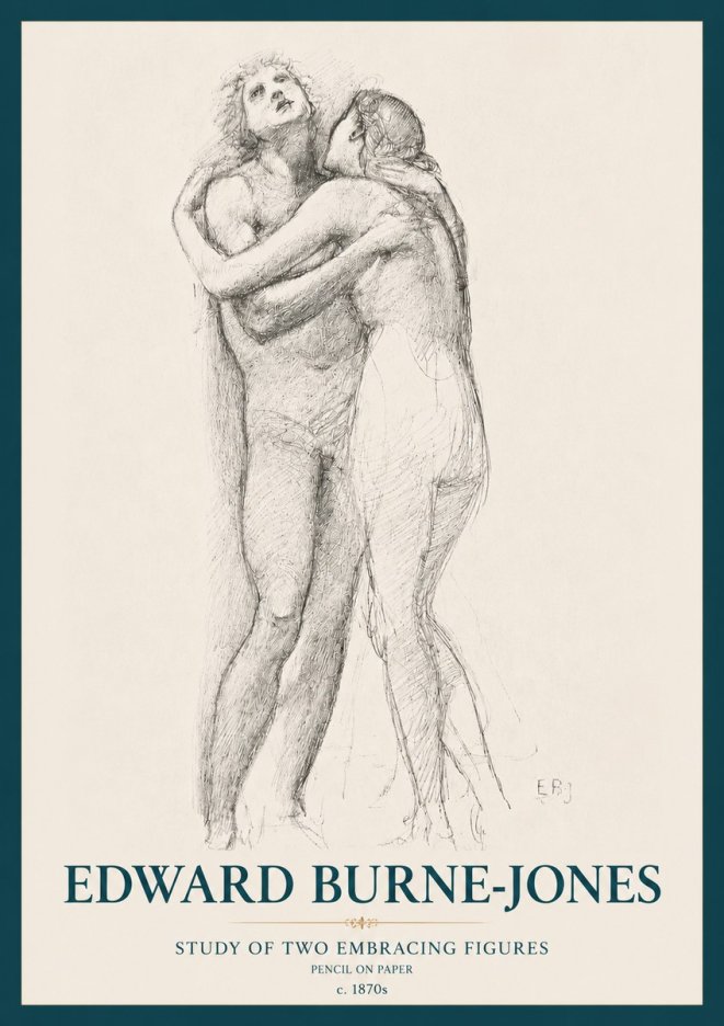 Edward Burne-Jones Study of Two Embracing Figures No3 - Póster