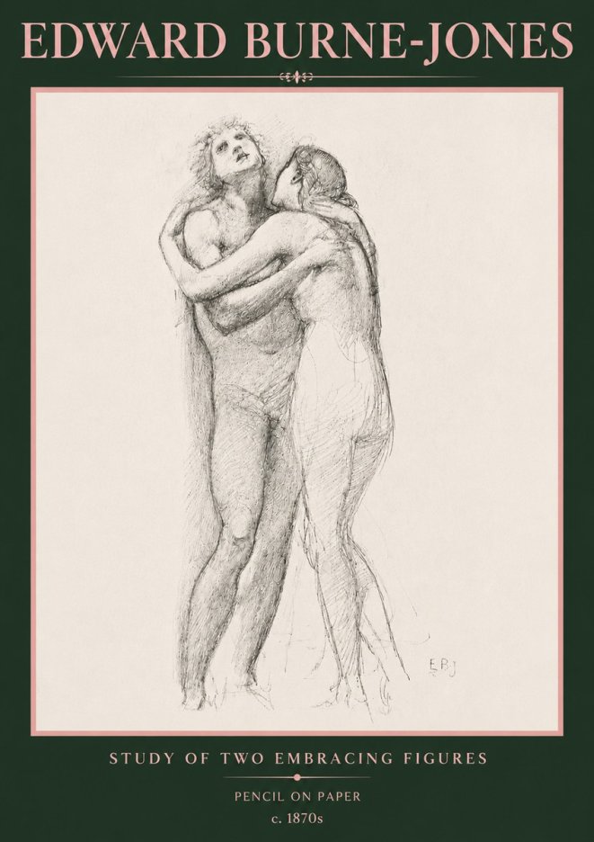 Edward Burne-Jones Study of Two Embracing Figures No5 - Póster