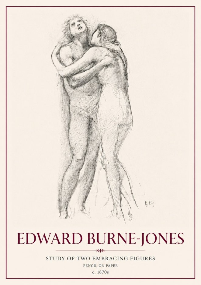Edward Burne-Jones Study of Two Embracing Figures No6 - Póster