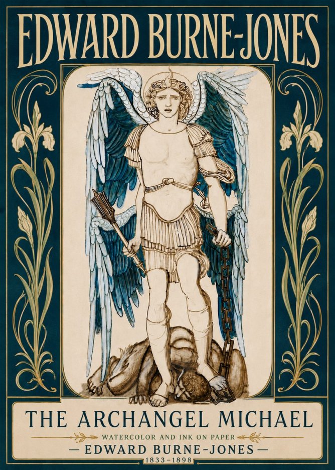 Edward Burne-Jones The Archangel Michael No6 - Póster