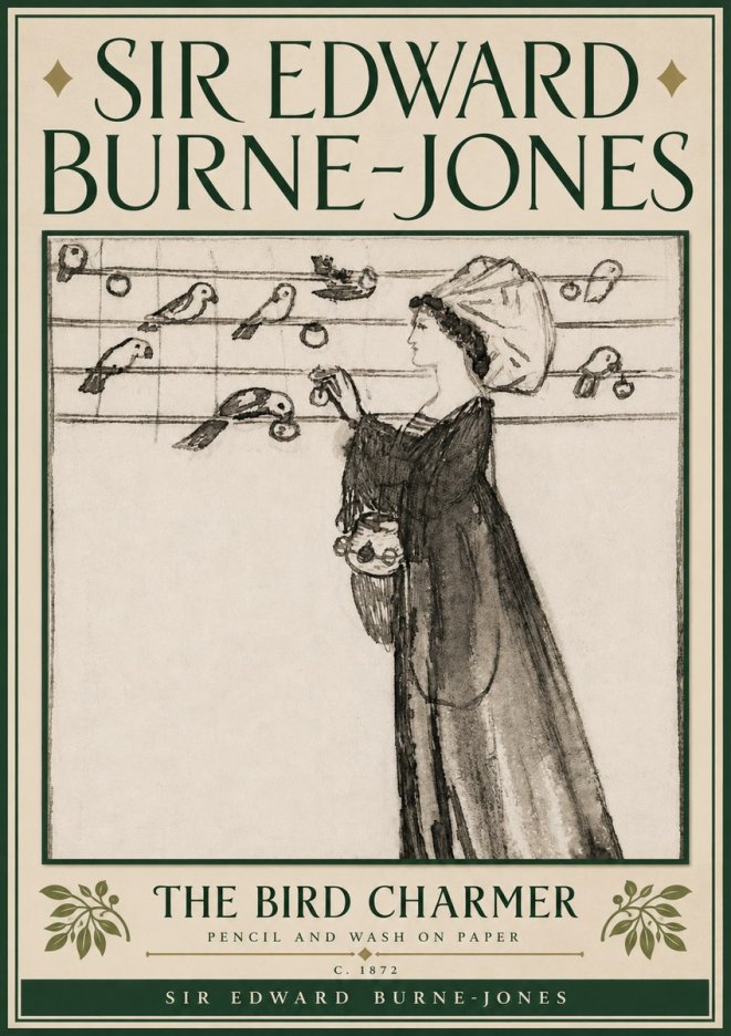 Edward Burne-Jones The Bird Charmer No6 - Póster