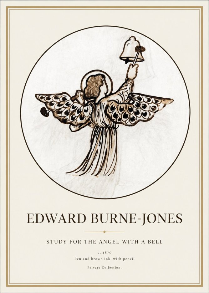 Edward Burne-Jones Study for the Angel with a Bell No1 - Póster