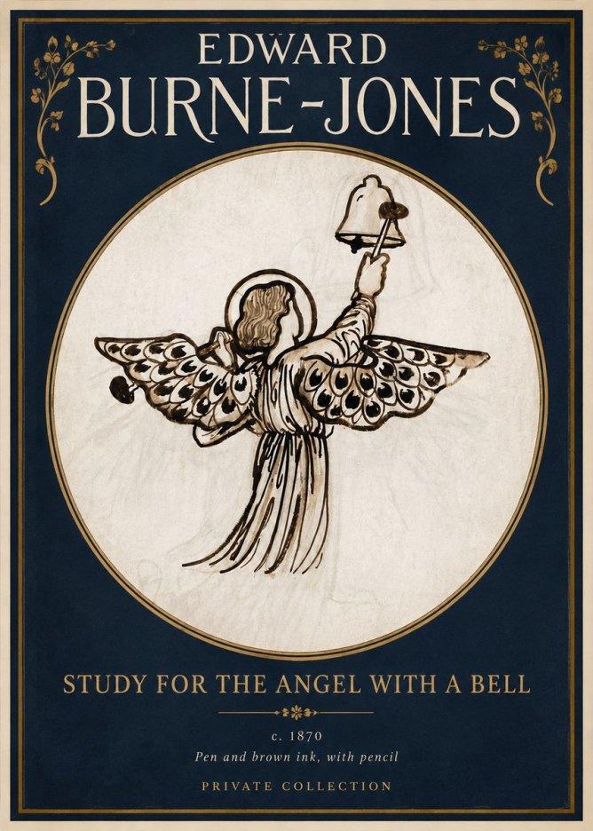 Edward Burne-Jones Study for the Angel with a Bell No2 - Póster