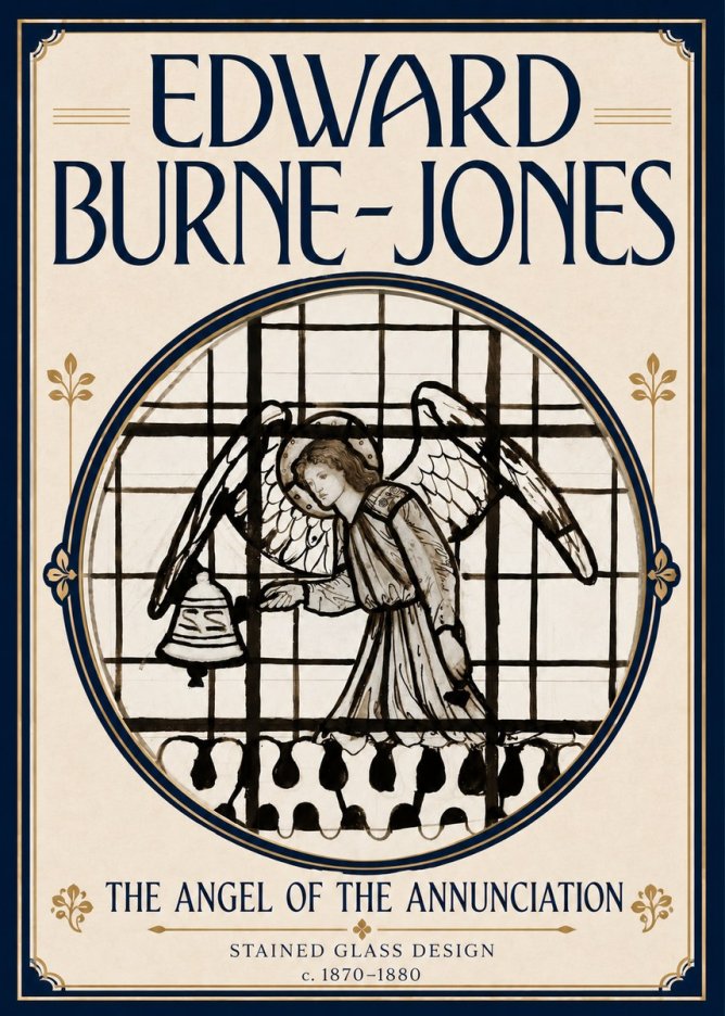 Edward Burne-Jones The Angel of the Annunciation (Stained Glass Design) No5 - Póster