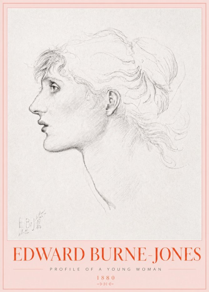 Edward Burne-Jones Profile of a Young Woman No3 - Póster