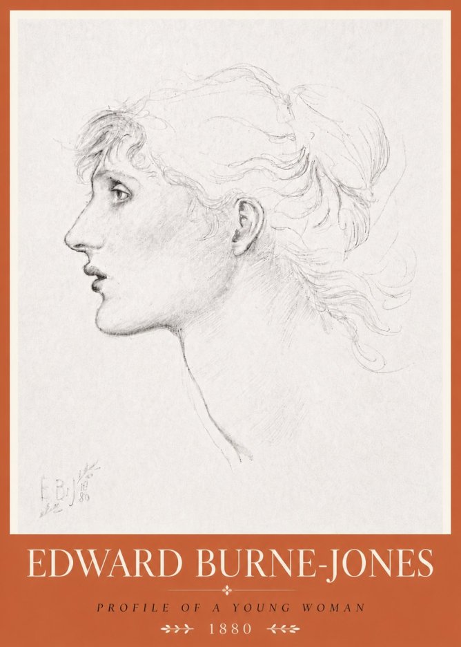 Edward Burne-Jones Profile of a Young Woman No6 - Póster