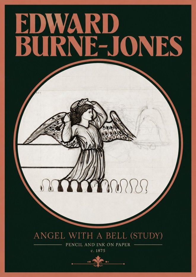 Edward Burne-Jones Angel with a Bell (Study) No2 - Póster