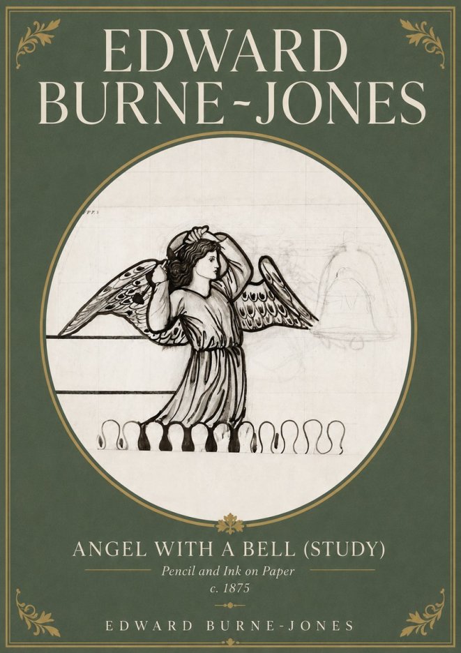 Edward Burne-Jones Angel with a Bell (Study) No4 - Póster