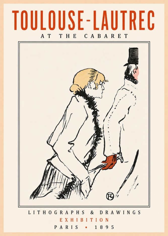 Toulouse-Lautrec At the Cabaret No5 - Póster