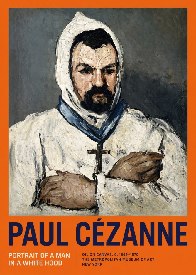 Paul Cézanne Portrait of a Man in a White Hood No2 - Póster