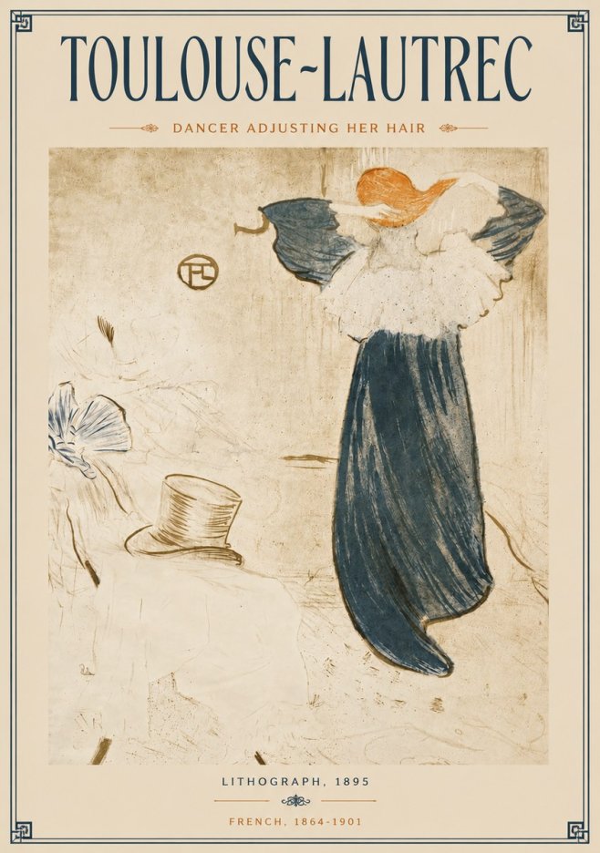 Toulouse-Lautrec Dancer Adjusting Her Hair No5 - Póster