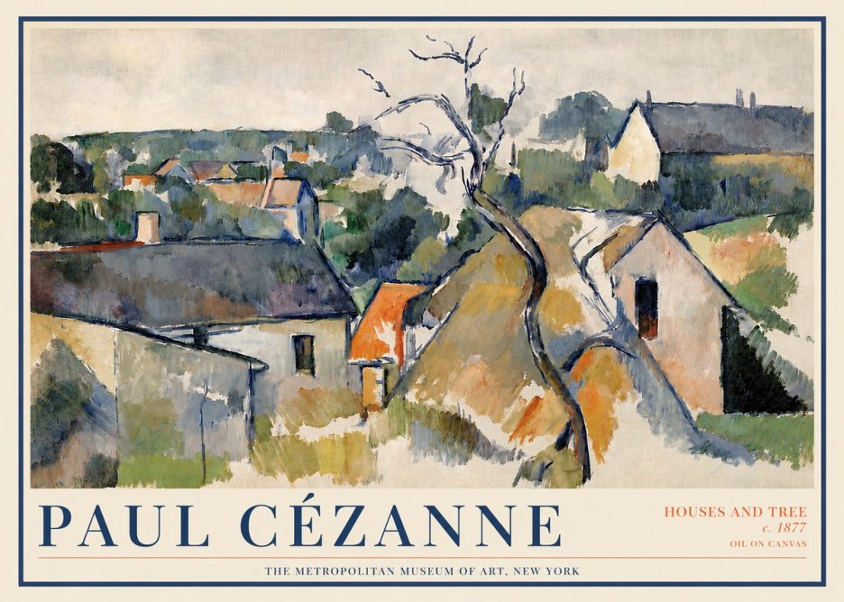 Paul Cézanne Houses and Tree No4 - Póster