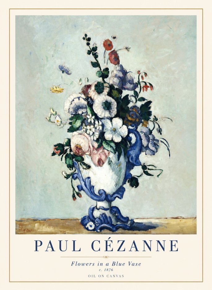 Paul Cézanne Flowers in a Blue Vase No1 - Póster