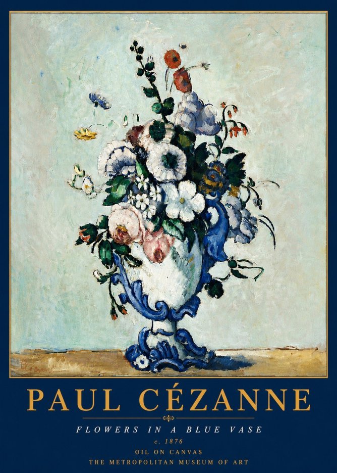 Paul Cézanne Flowers in a Blue Vase No6 - Póster