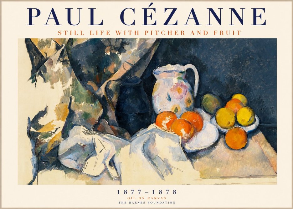 Paul Cézanne Still Life with Pitcher and Fruit No1 - Póster