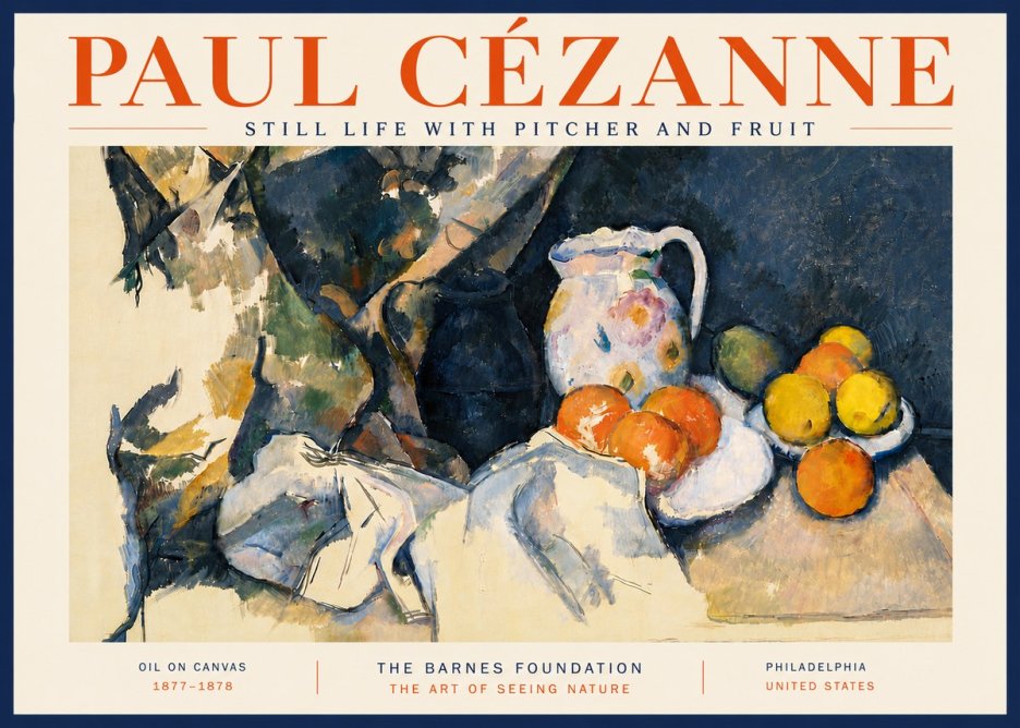 Paul Cézanne Still Life with Pitcher and Fruit No6 - Póster
