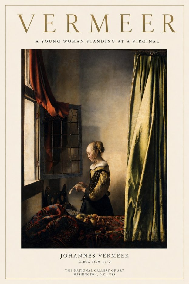 Vermeer A Young Woman Standing at a Virginal No3 - Póster