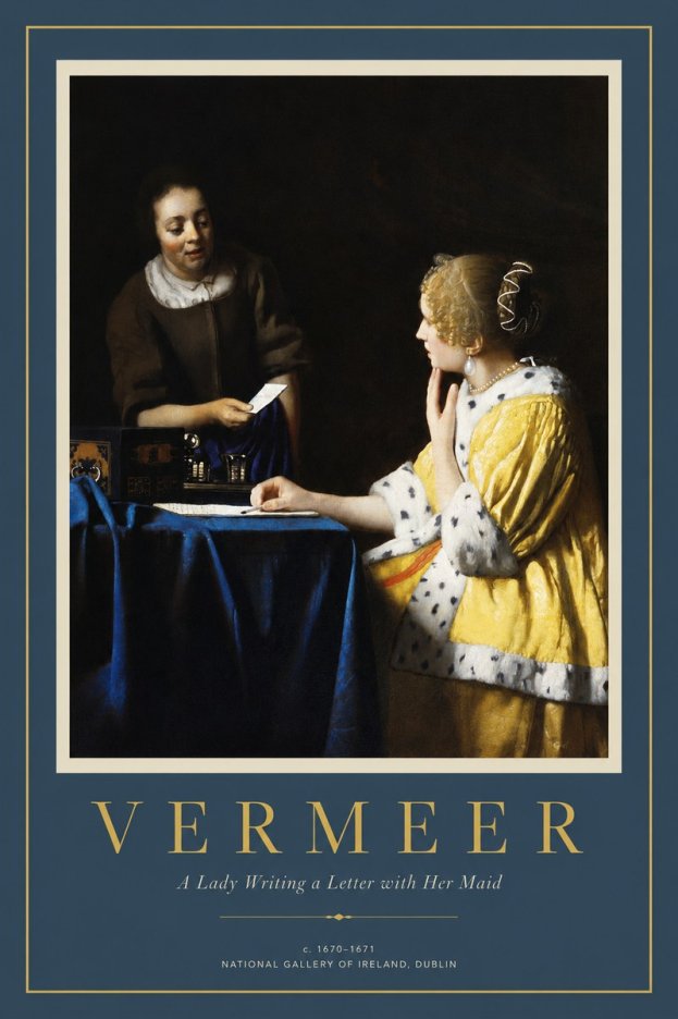 Vermeer A Lady Writing a Letter with Her Maid II No2 - Póster