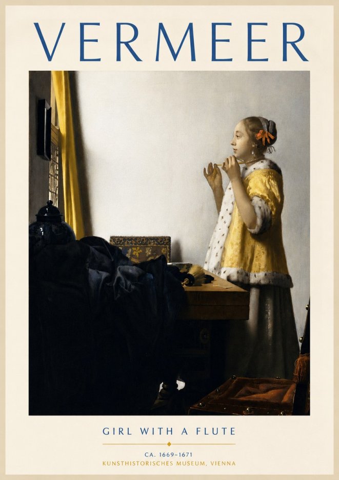 Vermeer Girl with a Flute No4 - Póster