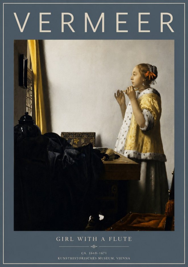 Vermeer Girl with a Flute No5 - Póster