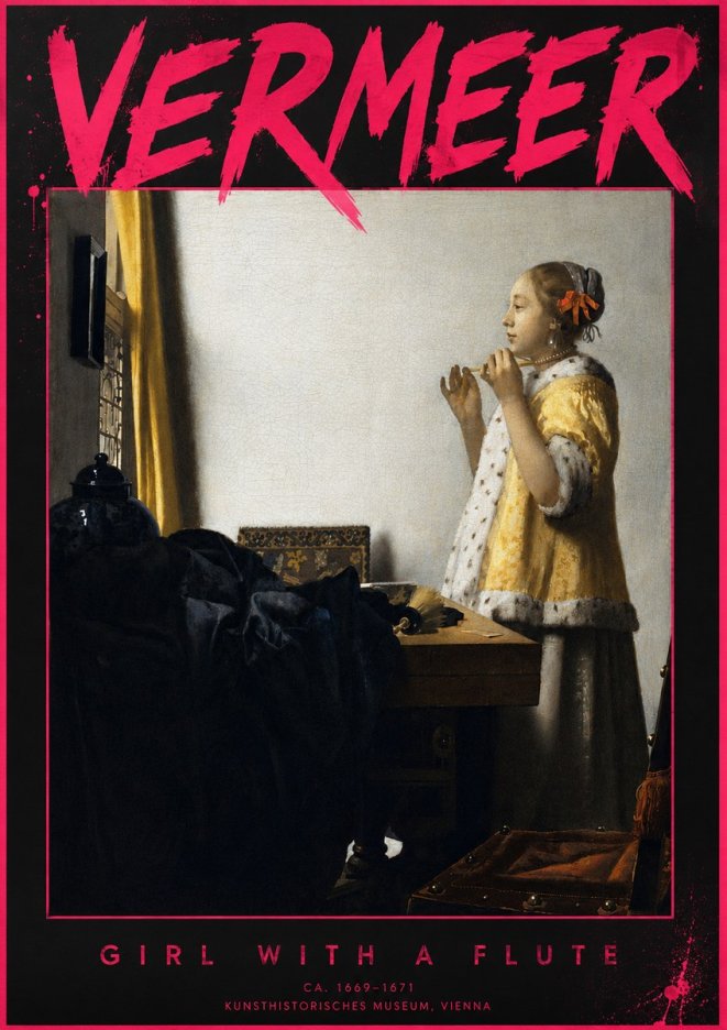 Vermeer Girl with a Flute No6 - Póster