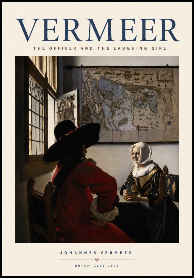 Vermeer The Officer and the Laughing Girl No2 - Póster