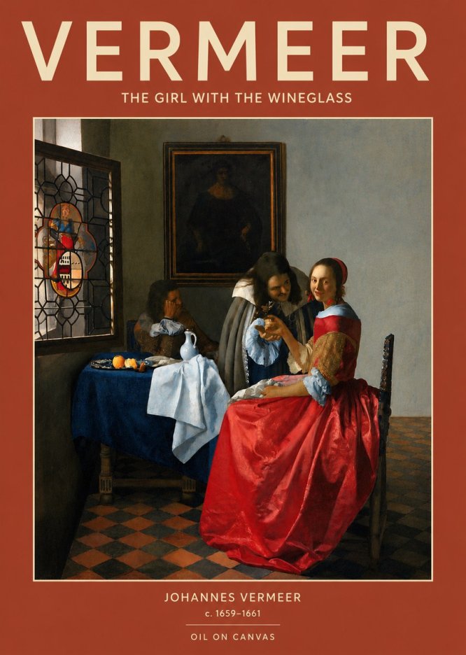 Vermeer The Girl with the Wineglass No3 - Póster