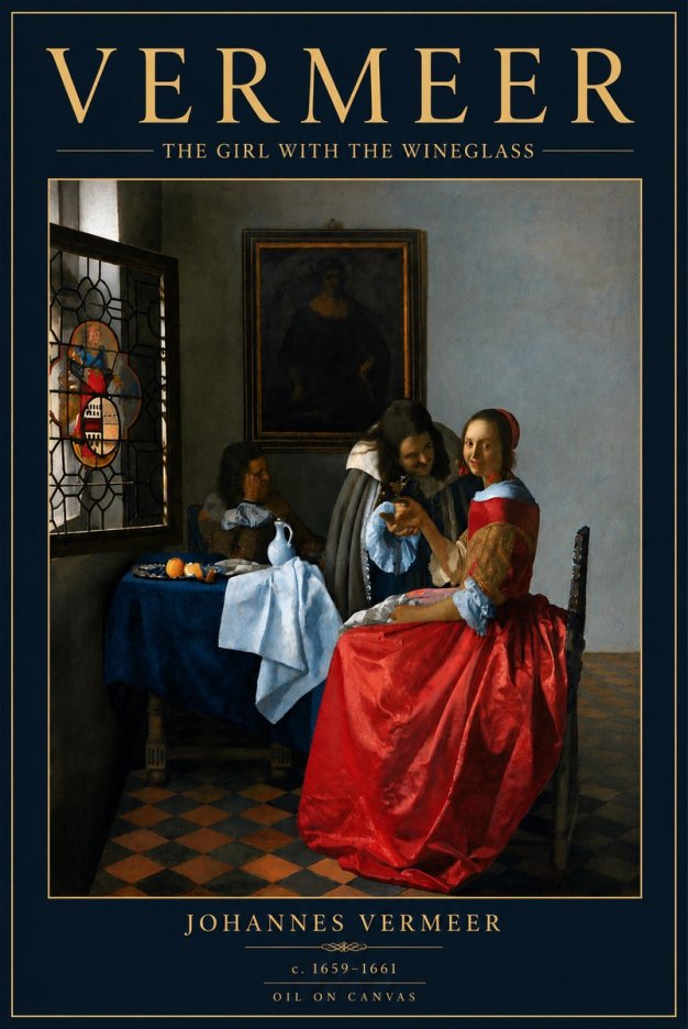 Vermeer The Girl with the Wineglass No6 - Póster