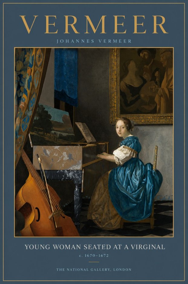 Vermeer Young Woman Seated at a Virginal No2 - Póster