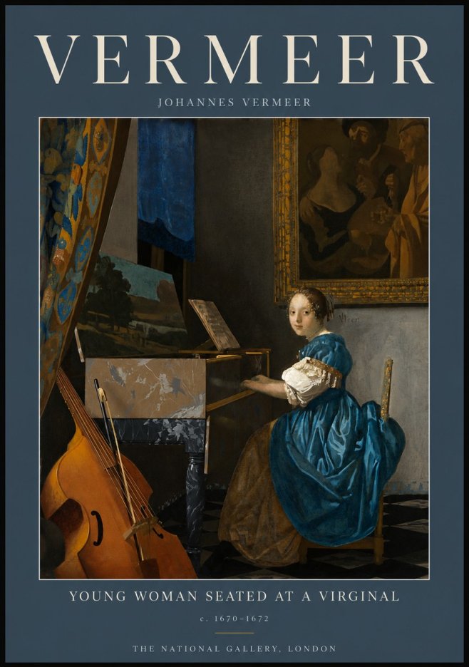 Vermeer Young Woman Seated at a Virginal No5 - Póster