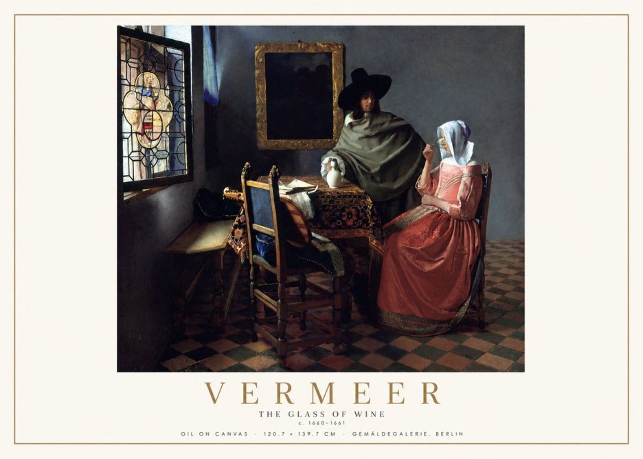 Vermeer The Glass of Wine No2 - Póster