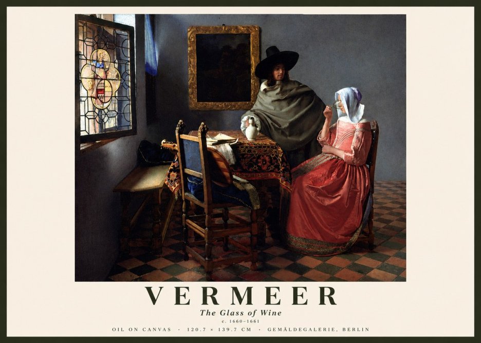 Vermeer The Glass of Wine No3 - Póster