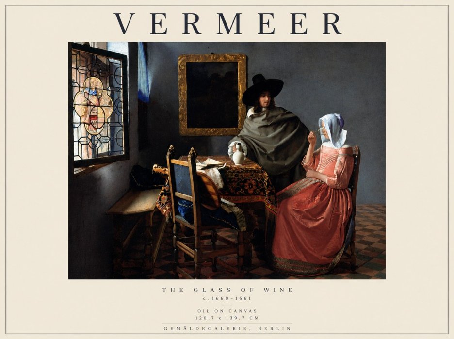 Vermeer The Glass of Wine No5 - Póster