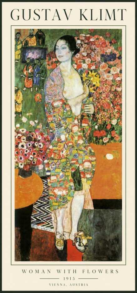 Klimt Woman with Flowers No1 - Póster