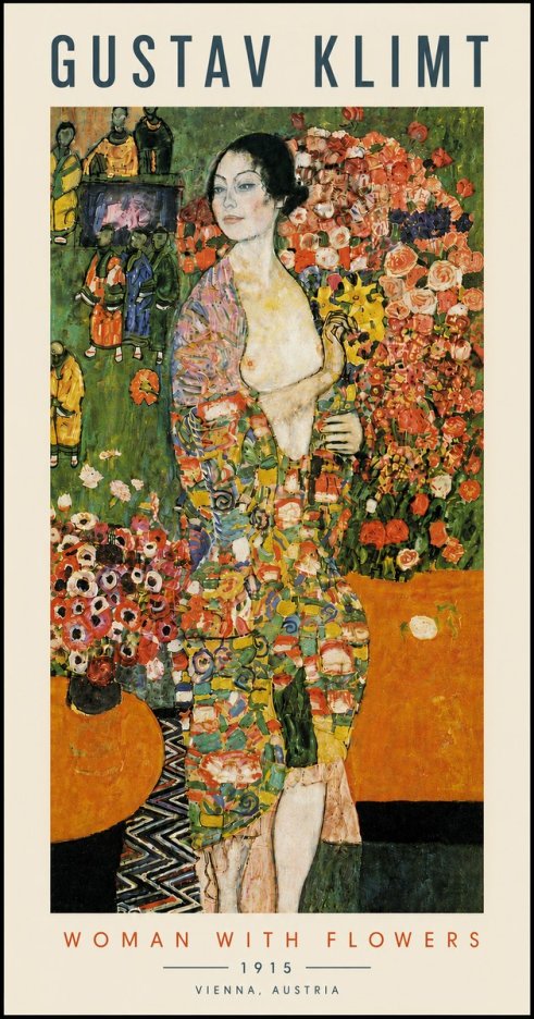 Klimt Woman with Flowers No5 - Póster