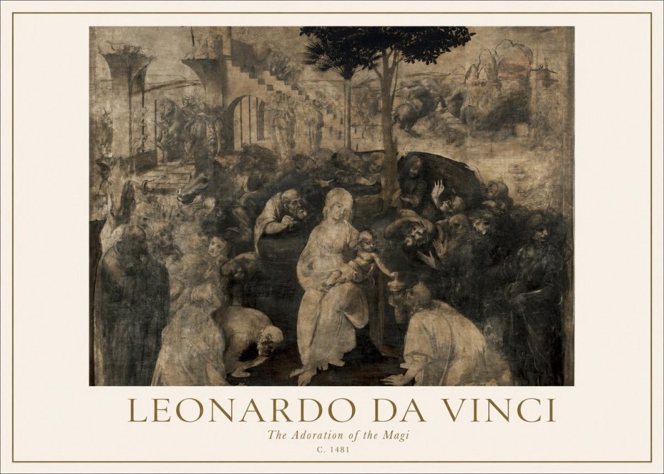 Leonardo da Vinci The Adoration of the Magi No3 - Póster
