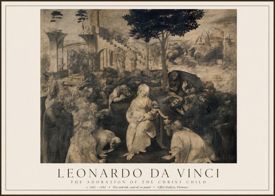 Leonardo da Vinci The Adoration of the Magi No5 - Póster