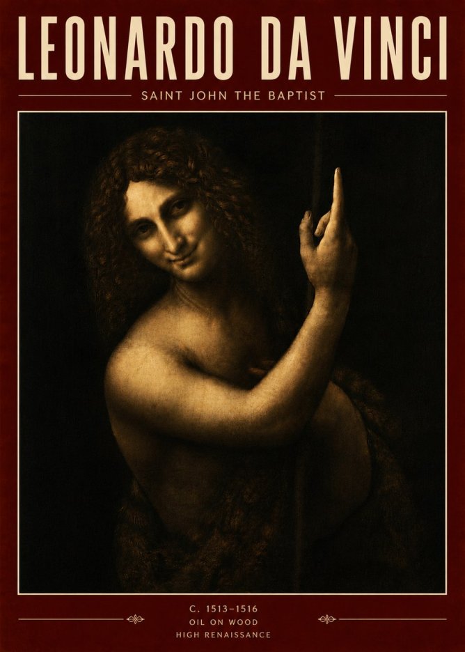 Leonardo da Vinci Saint John the Baptist No5 - Póster