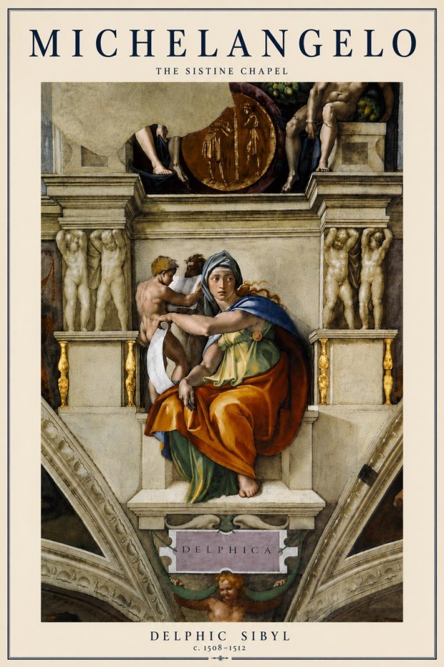 Michelangelo Delphic Sibyl No6 - Póster