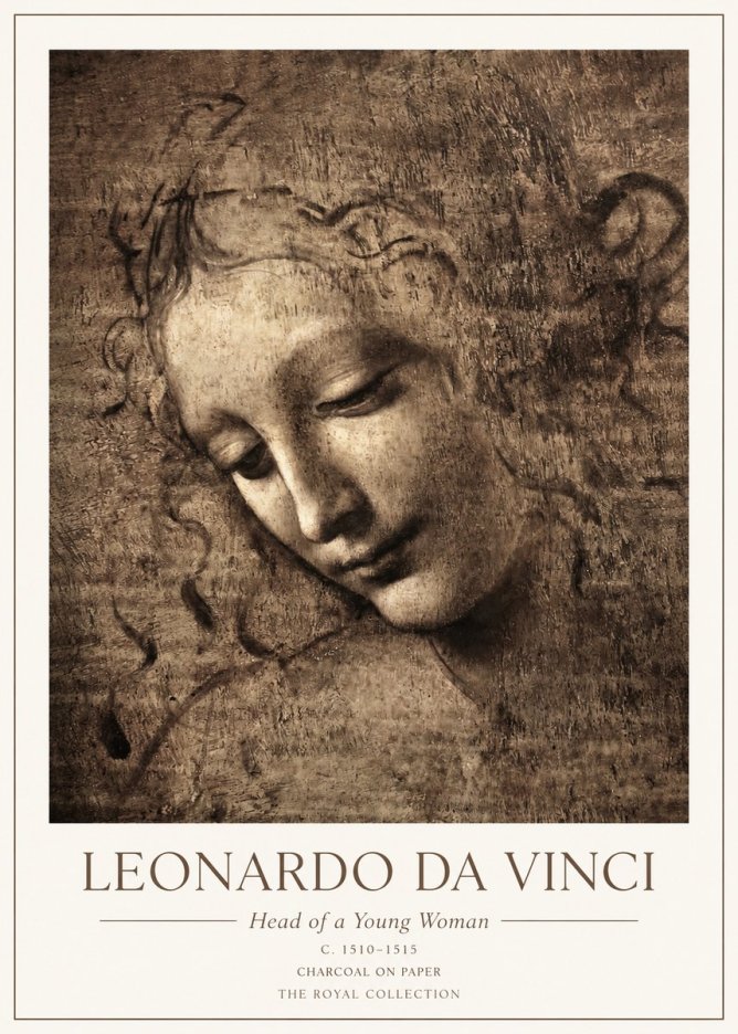 Leonardo da Vinci Head of a Young Woman II No1 - Póster