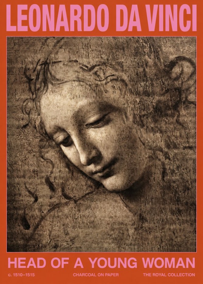 Leonardo da Vinci Head of a Young Woman II No2 - Póster