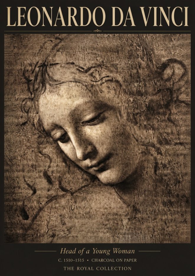 Leonardo da Vinci Head of a Young Woman II No3 - Póster