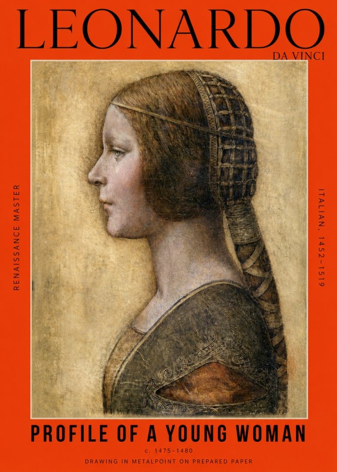Leonardo da Vinci Portrait of a Young Woman II No6 - Póster
