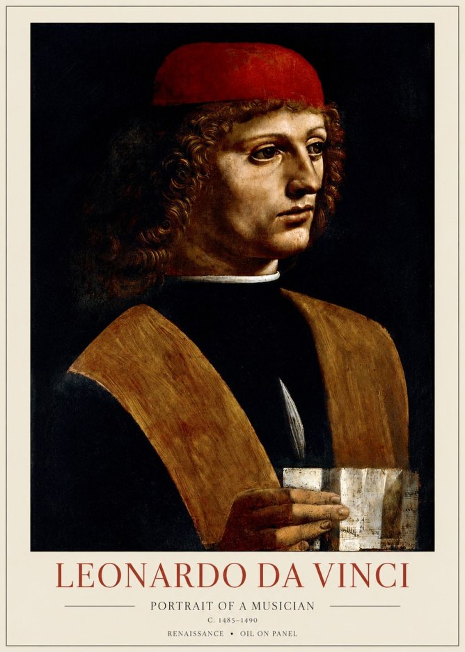 Leonardo da Vinci Portrait of a Musician No1 - Póster